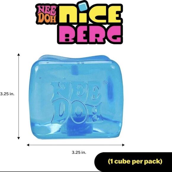 NeeDoh Nice Berg Blue XL Giant Nee Doh Niceberg Solid Squish Cube Ice Block - Picture 9 of 16